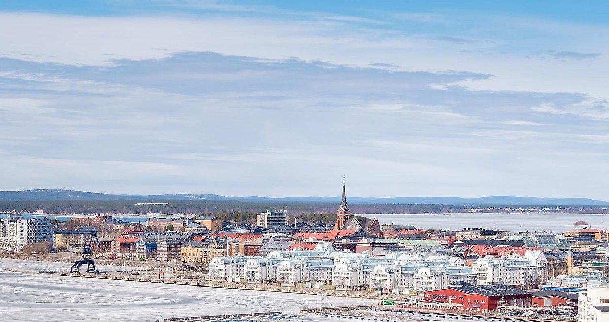 Flygfoto över centrala Luleå